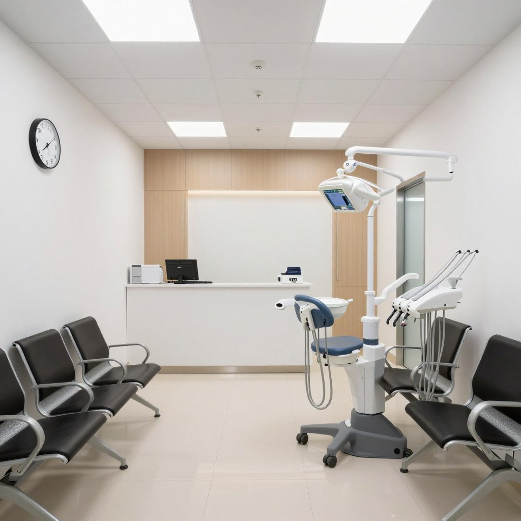 Empty dental office waiting room