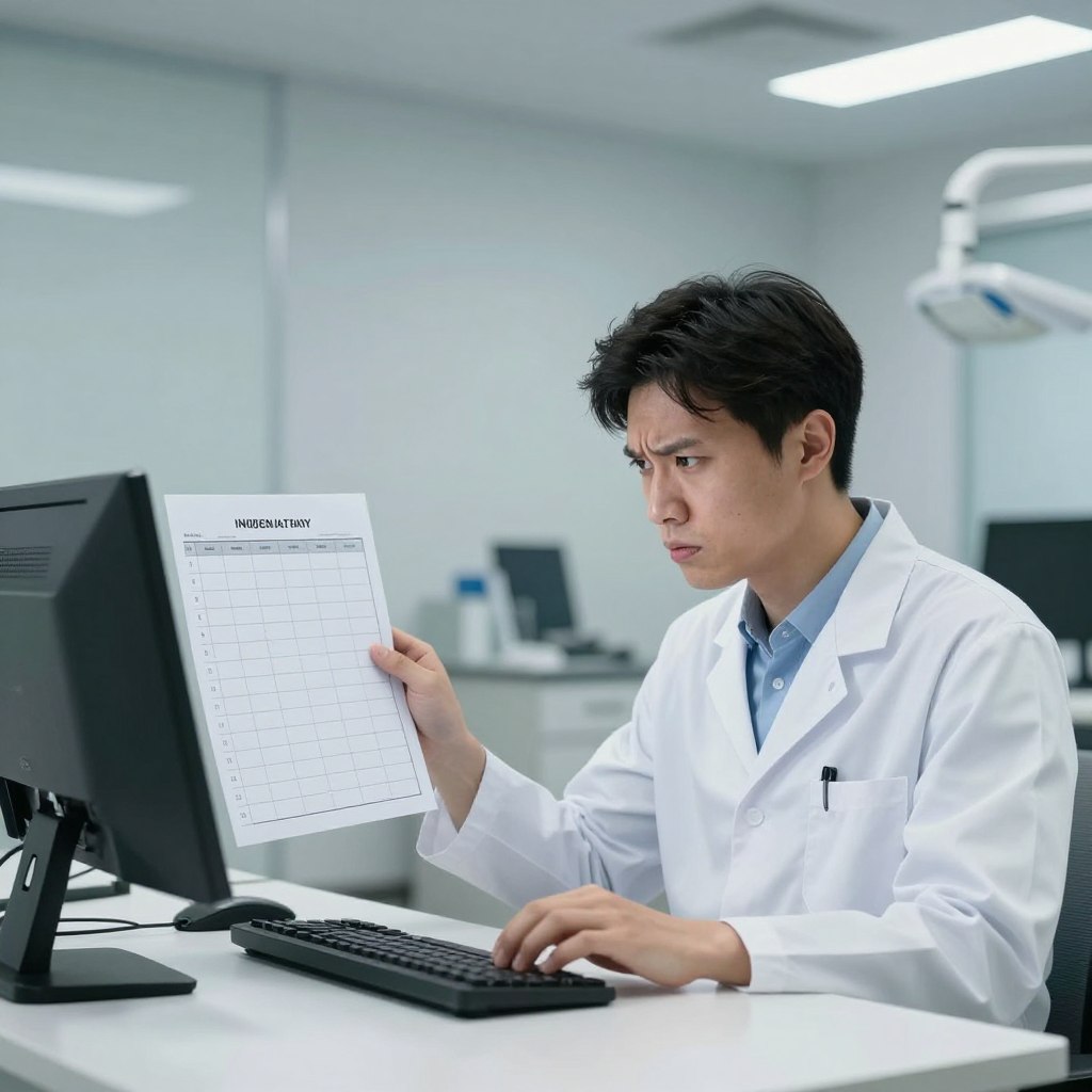 Frustrated dentist looking at empty appointment schedule