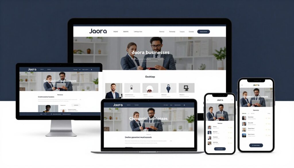 Responsive Website Design for Jaora businesses showing multi-device layouts